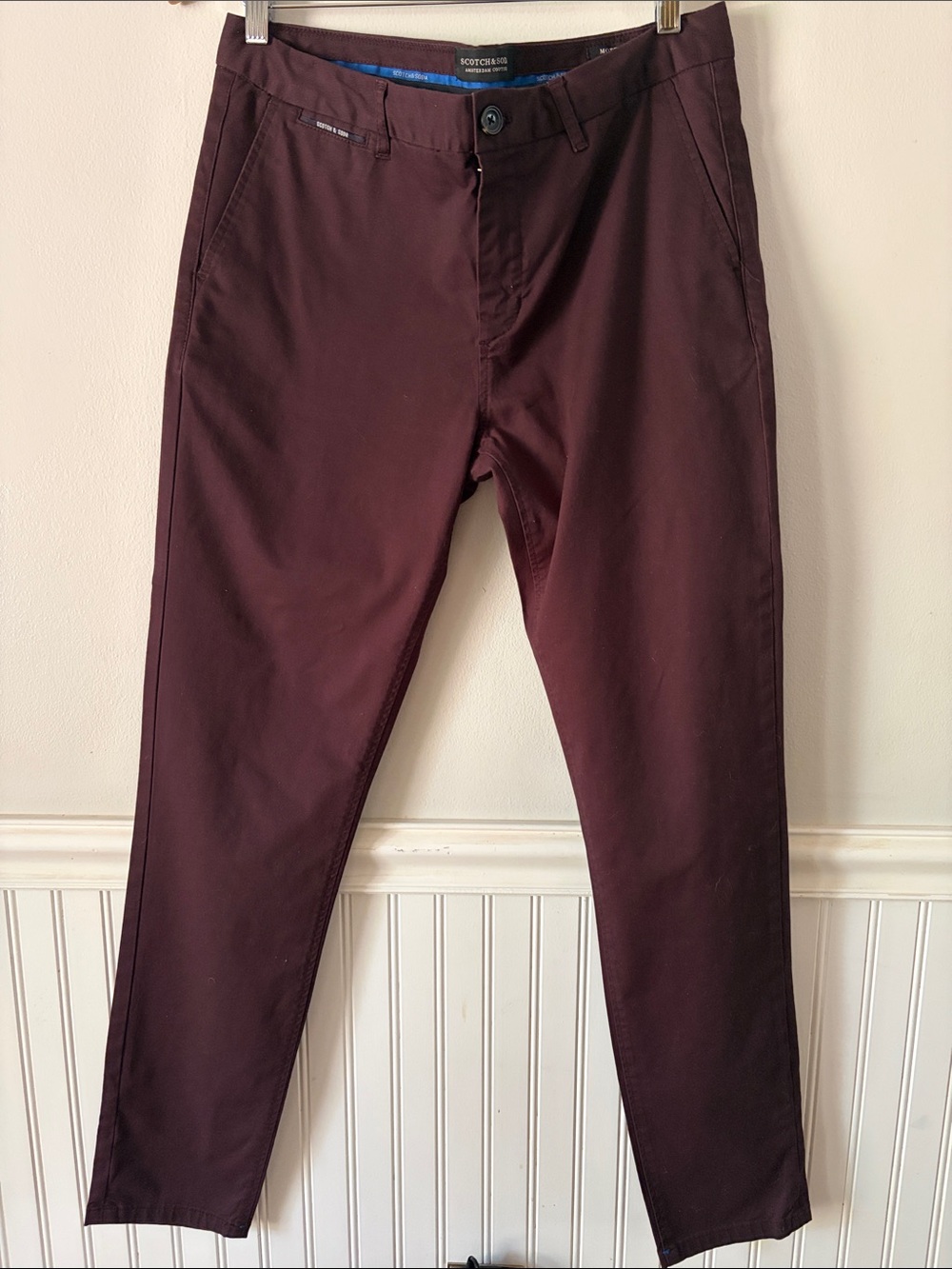 Scotch & Soda Mott Slim Chinos in Dark Plum 31x32